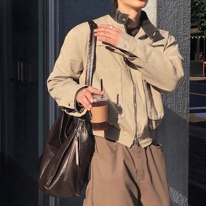 Vintage Spliced Jacket Tops