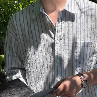 Textured Stripe Relaxed Shirt