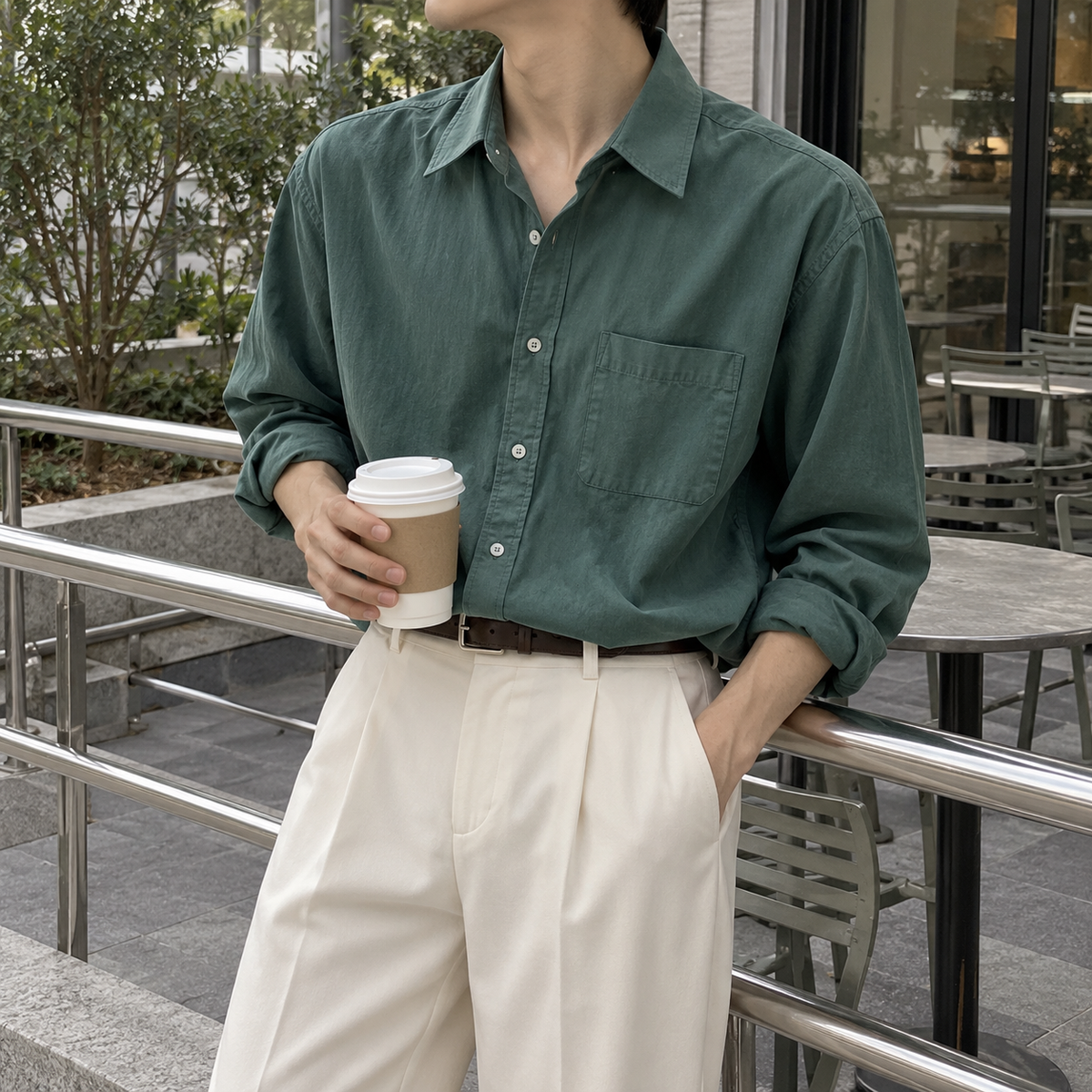 Handsome lapel simple long-sleeved knit