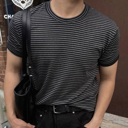 Korean Striped Cotton T-Shirt