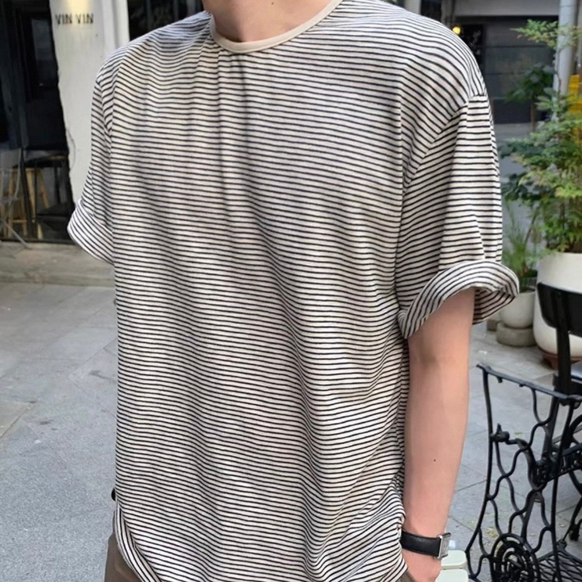 Loose Striped Round Neck T-Shirt