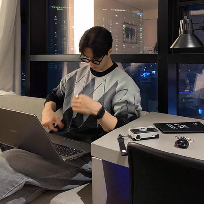 Plaid Peplum Knit Sweater