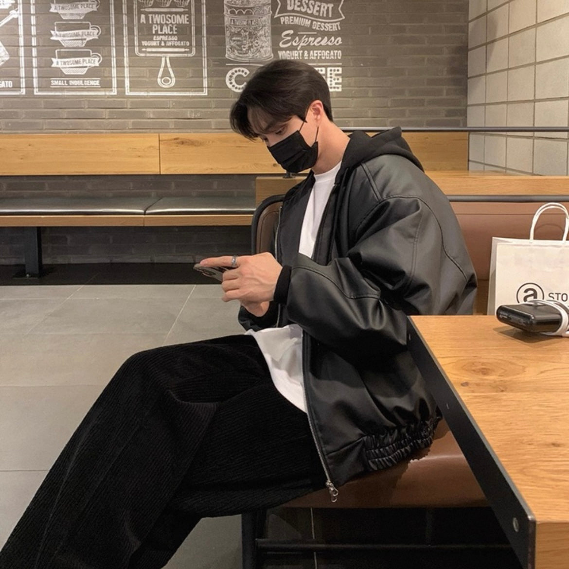 Trendy Hooded Leather Jacket