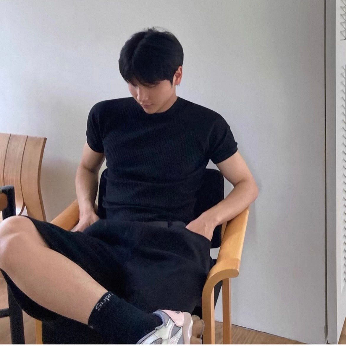 Textured Ribbed Slim-Fit T-Shirt
