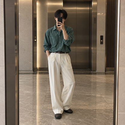 Handsome lapel simple long-sleeved knit