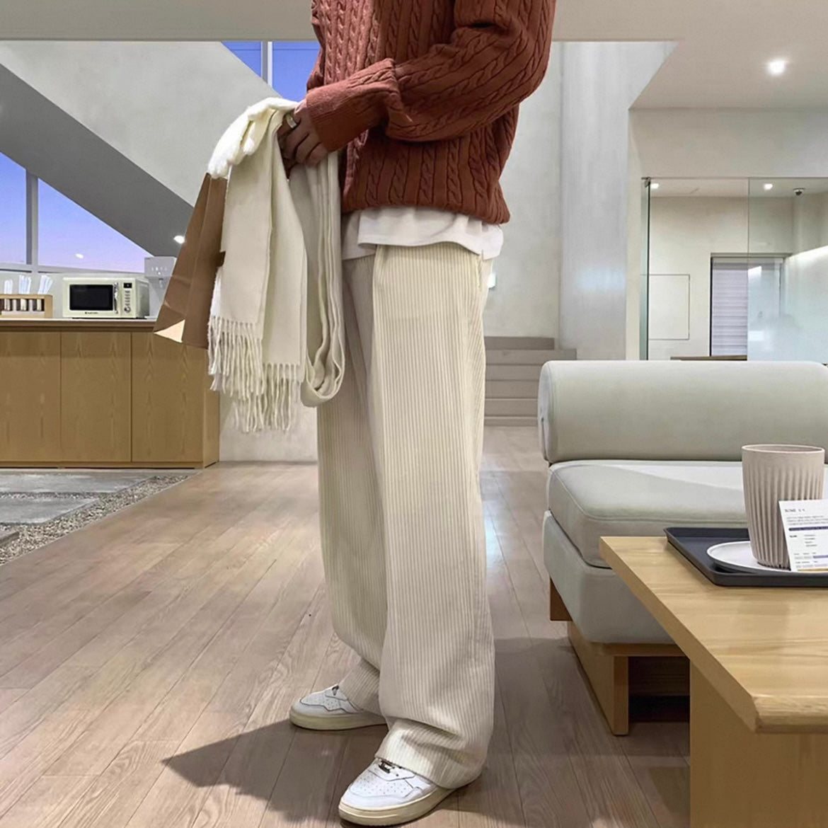 Retro Corduroy Wide-Leg Pants