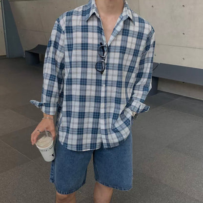 Casual Blue Plaid Shirt