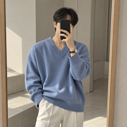 V-Neck Design Knit Sweater