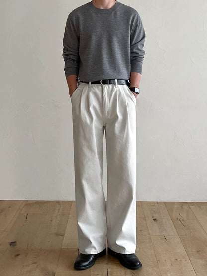 Draped Casual Straight Pants