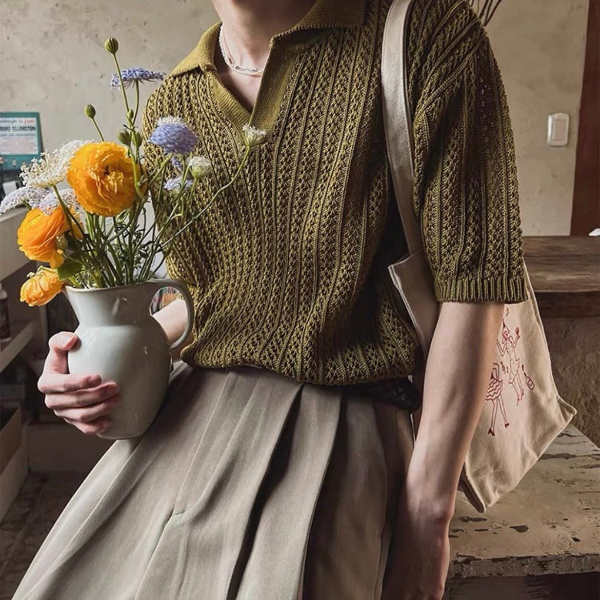 Vintage Cable-Knit T-Shirt