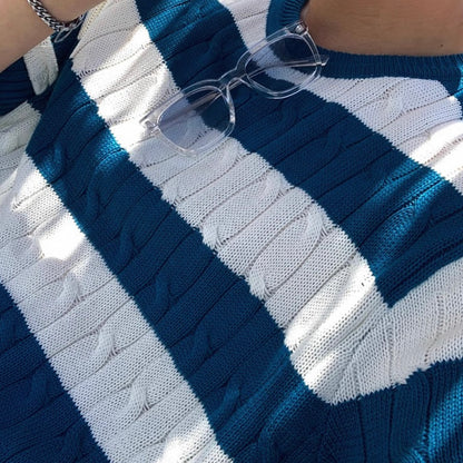 Retro Color Clash Knit Tee