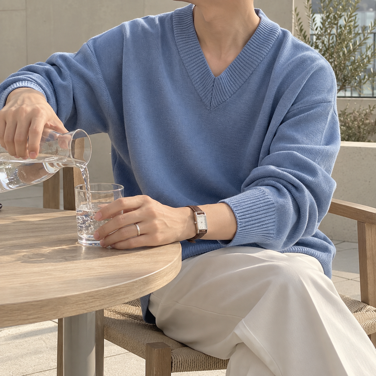 V-Neck Design Knit Sweater