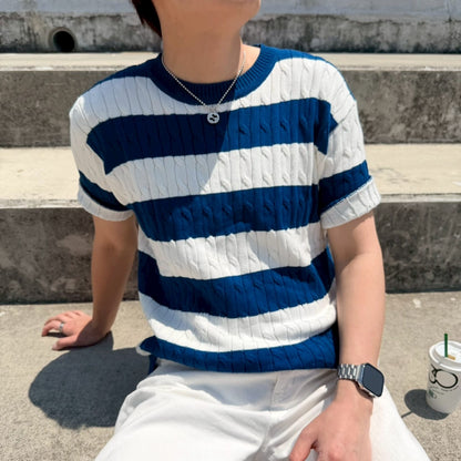 Retro Color Clash Knit Tee