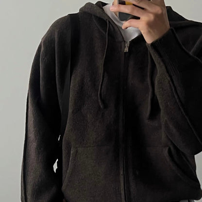 Ribbed Zip-Up Hoodie