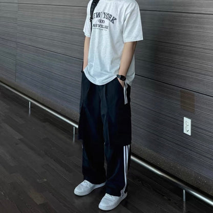 Striped Wide-Legged Casual Pants