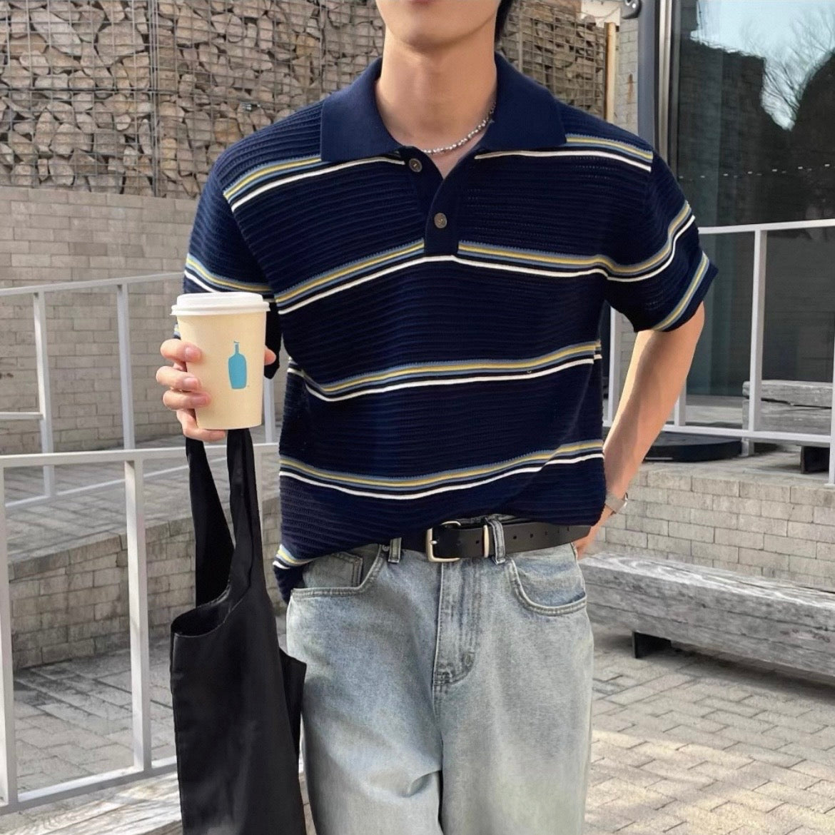 Loose-Fit Color-Block Polo Shirt