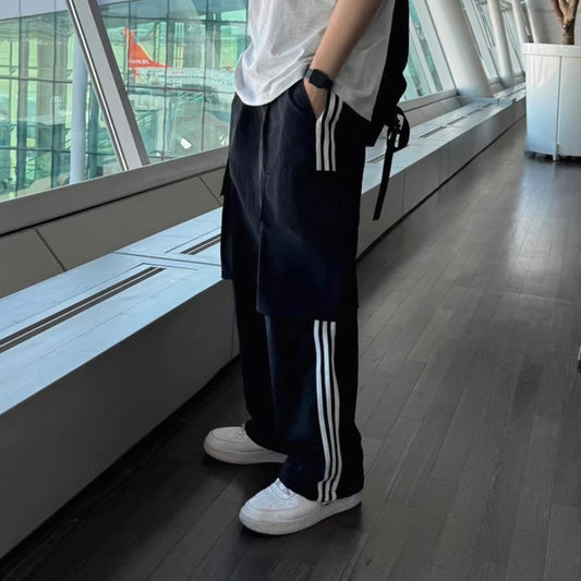 Striped Wide-Legged Casual Pants