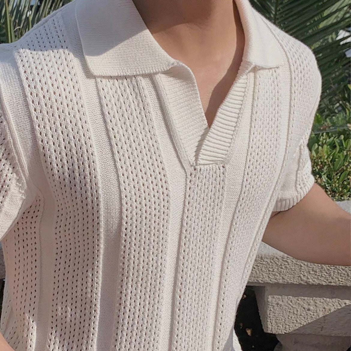 Breathable Knitted Polo T-Shirt