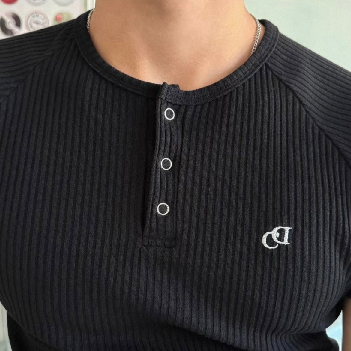 Textured Henley Short-Sleeve T-Shirt