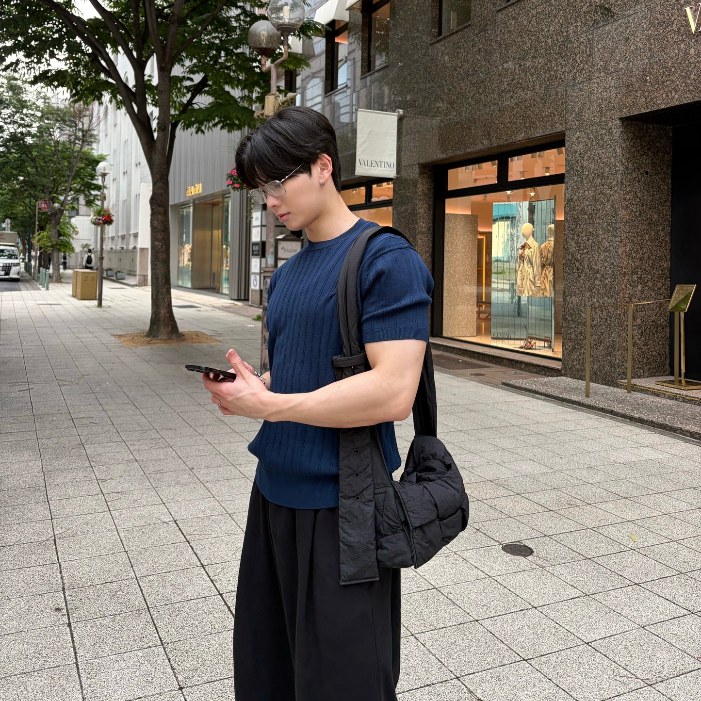 Men's Textured Wool Stripe T-Shirt
