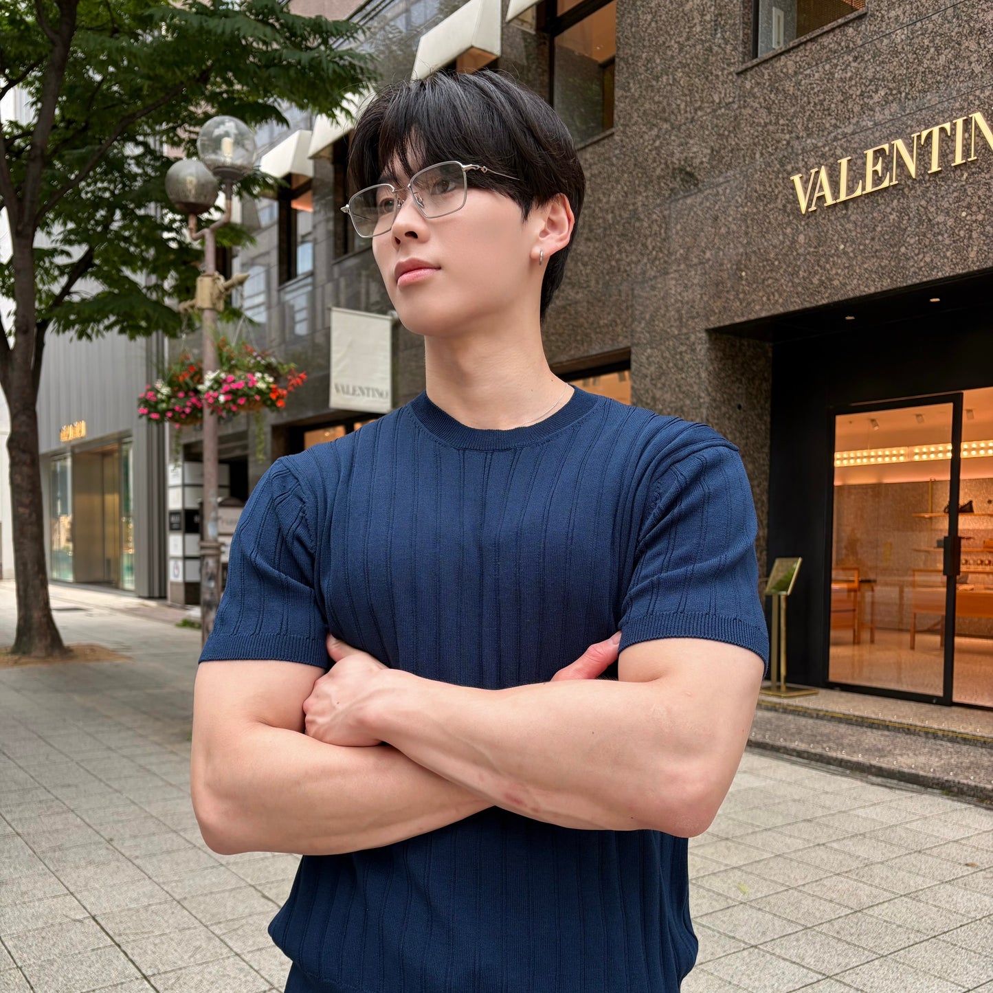 Men's Textured Wool Stripe T-Shirt