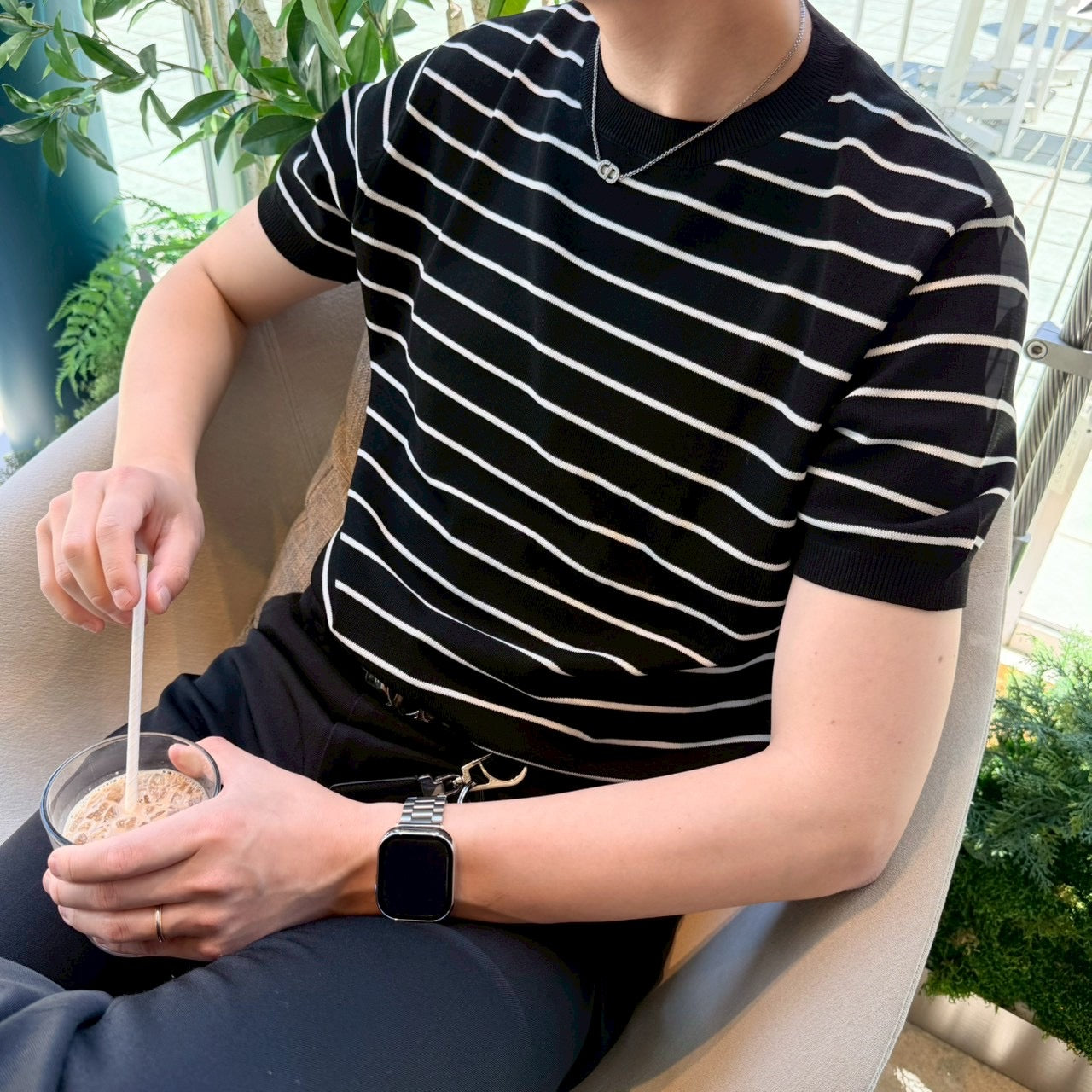 Loose Fit Black Striped Tee