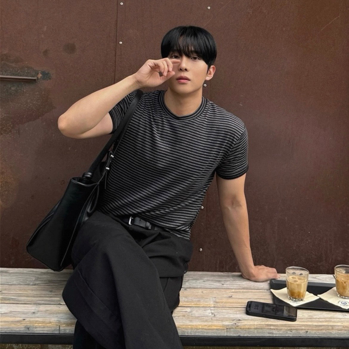 Korean Striped Cotton T-Shirt