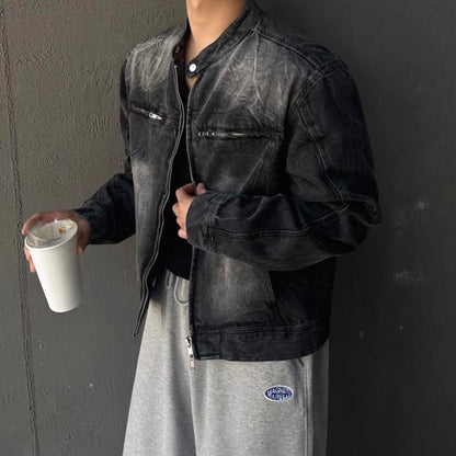 Vintage Wash Collarless Jacket