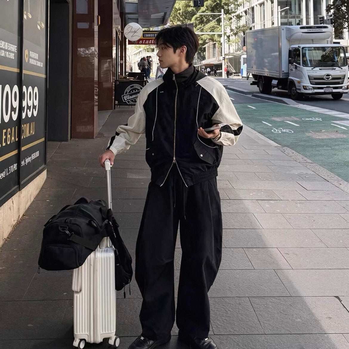 Contrast Piping Track Jacket
