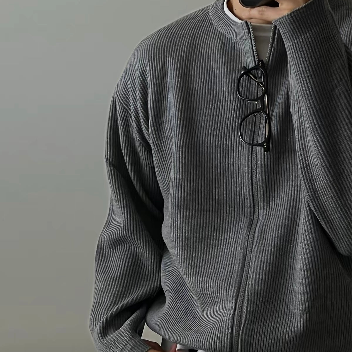 Ribbed Zip-Up Cardigan