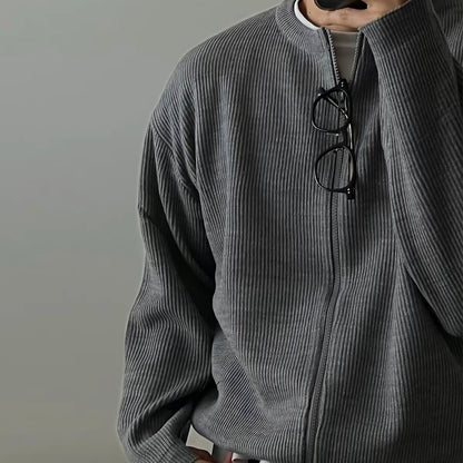 Ribbed Zip-Up Cardigan