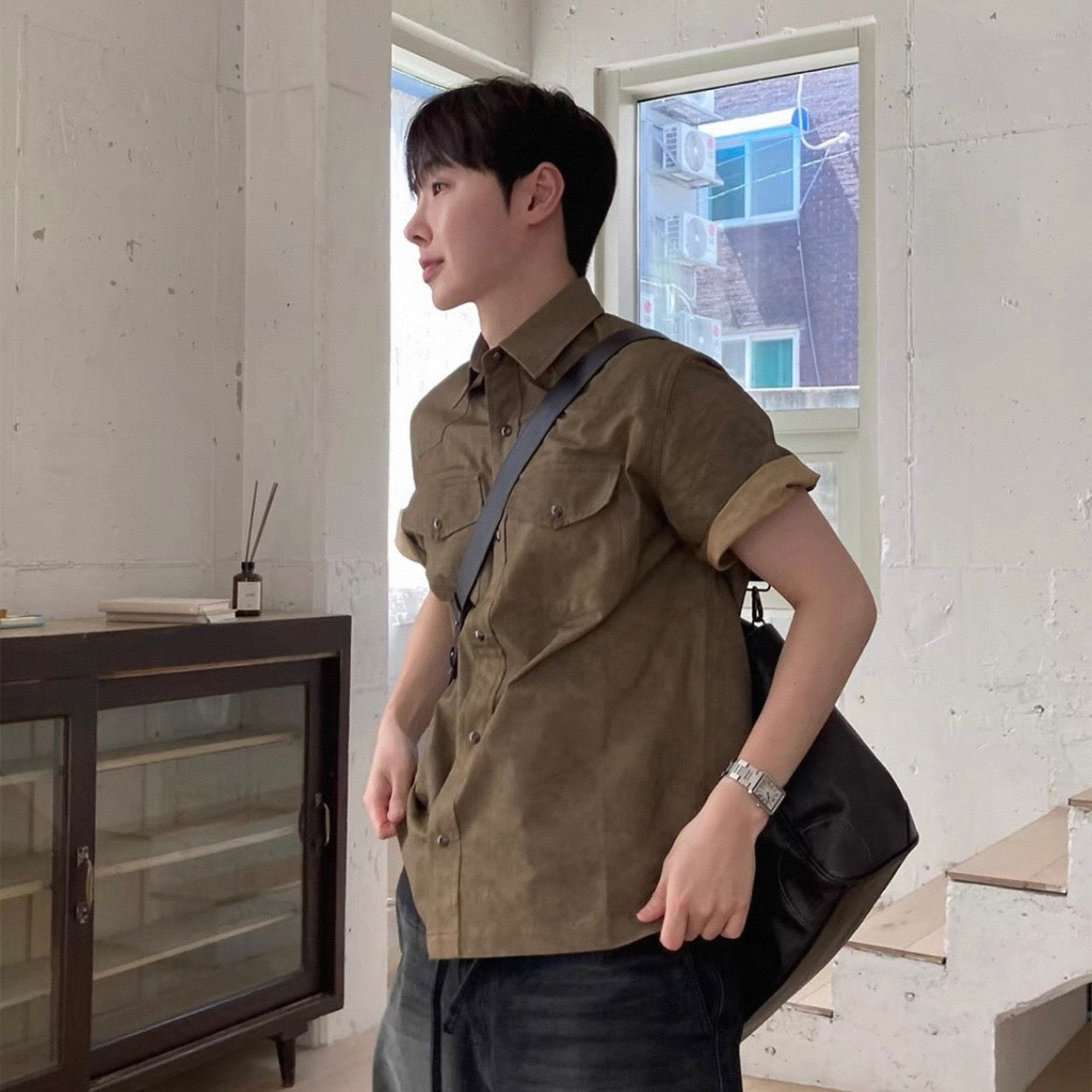 Retro Workwear Short-Sleeve Shirt