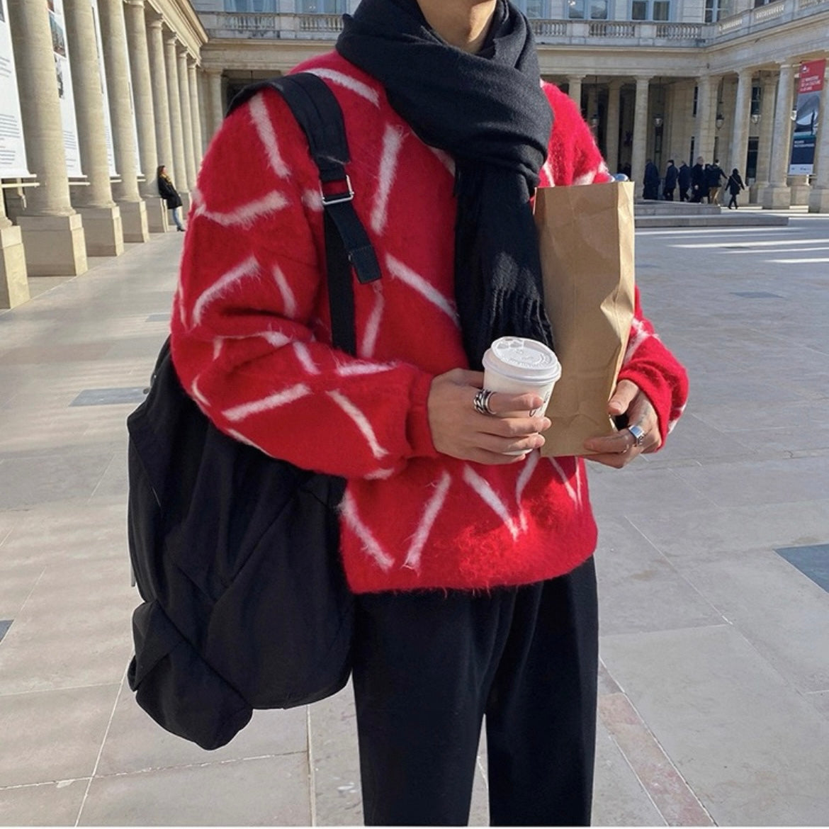 Plaid Knit Sweater for Couples