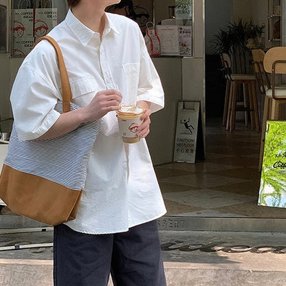 Casual Short-Sleeved White Shirt