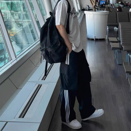 Striped Wide-Legged Casual Pants