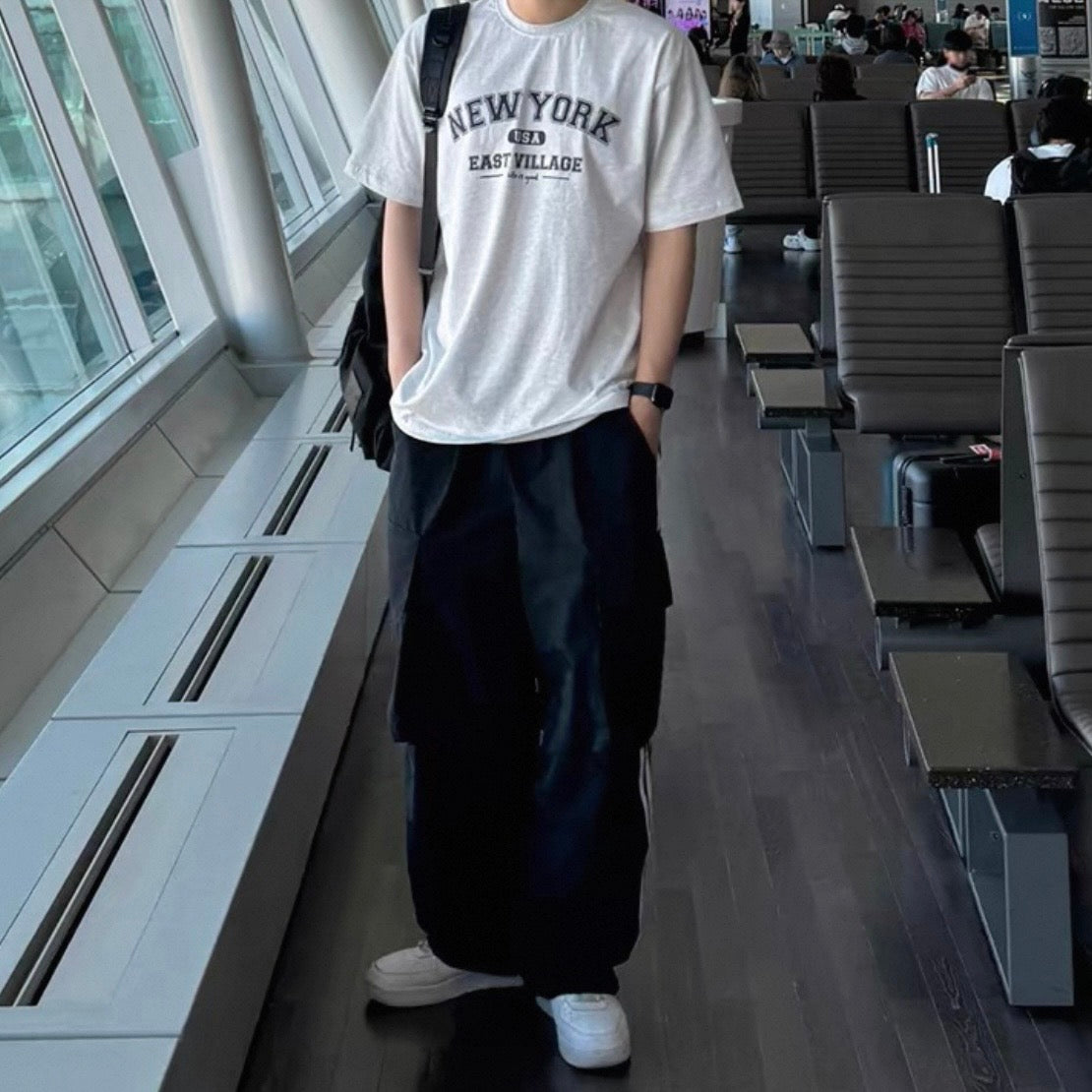 Striped Wide-Legged Casual Pants