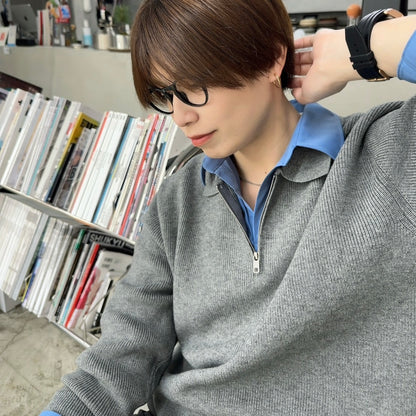 Lazy Half-Zip Knit Sweater