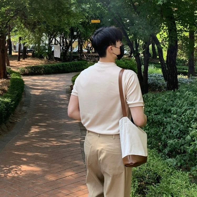 Korean V-Neck Cotton T-Shirt