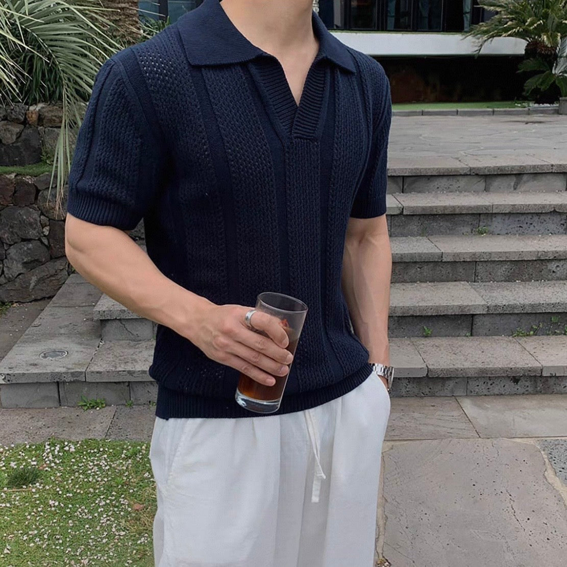 Breathable Knitted Polo T-Shirt