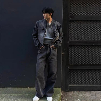 Vintage Wash Collarless Jacket