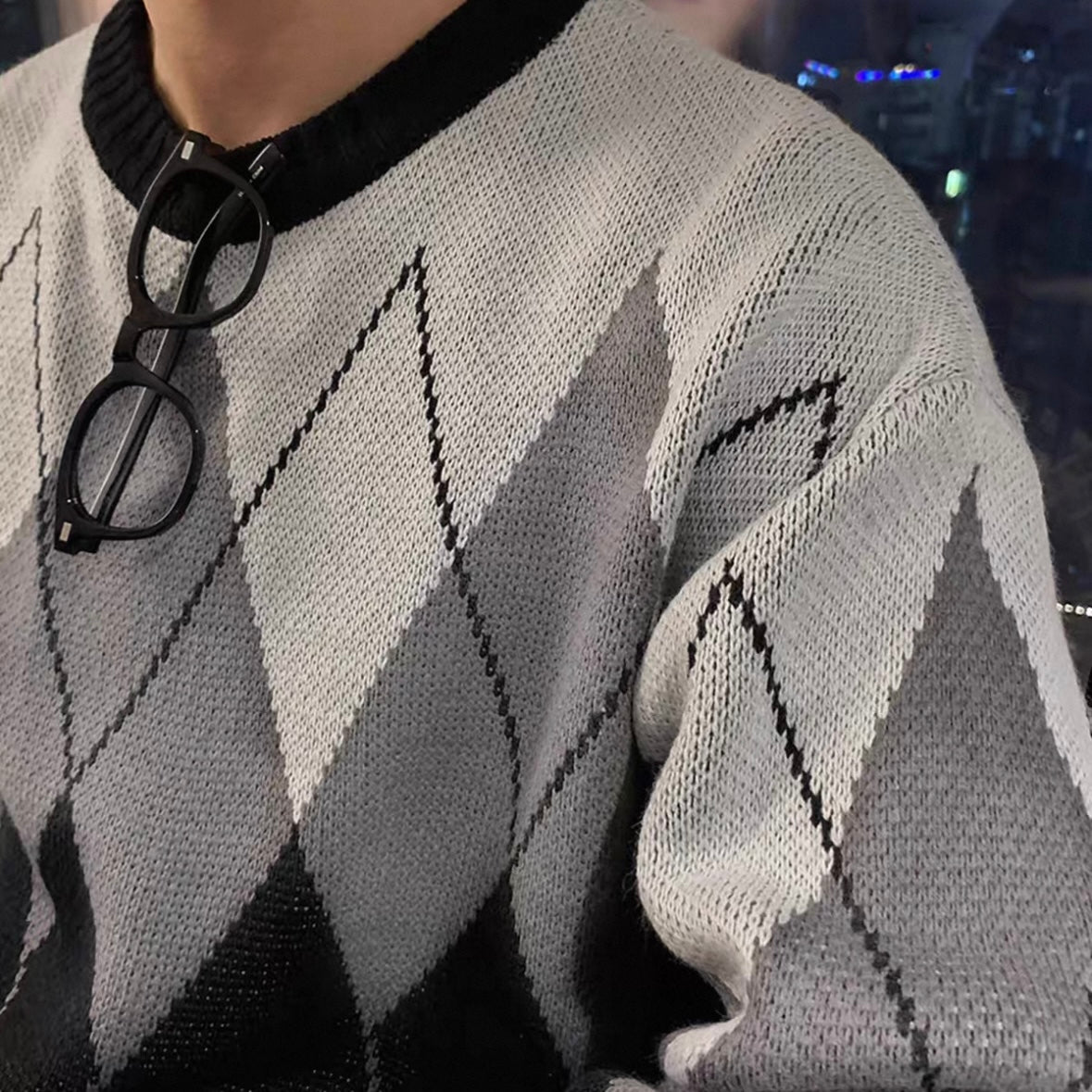 Plaid Peplum Knit Sweater