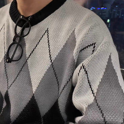 Plaid Peplum Knit Sweater