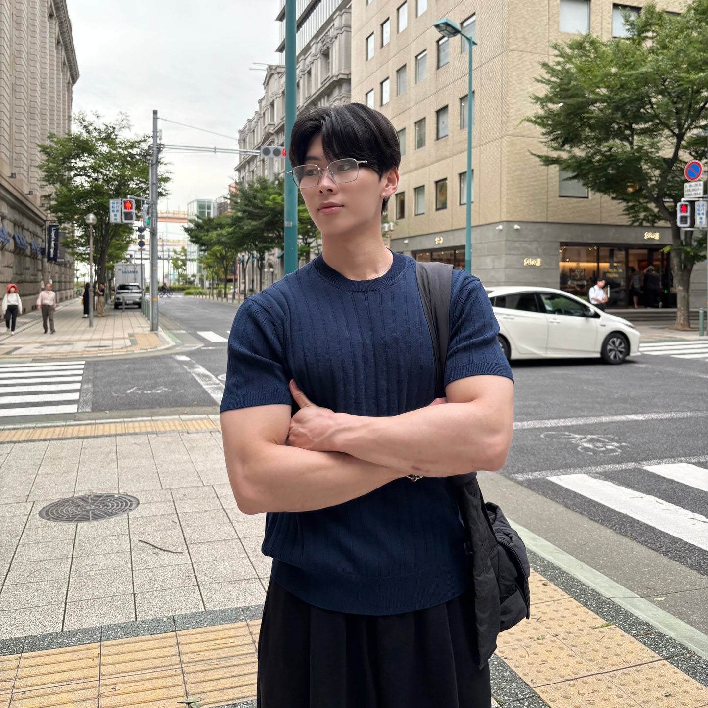 Men's Textured Wool Stripe T-Shirt
