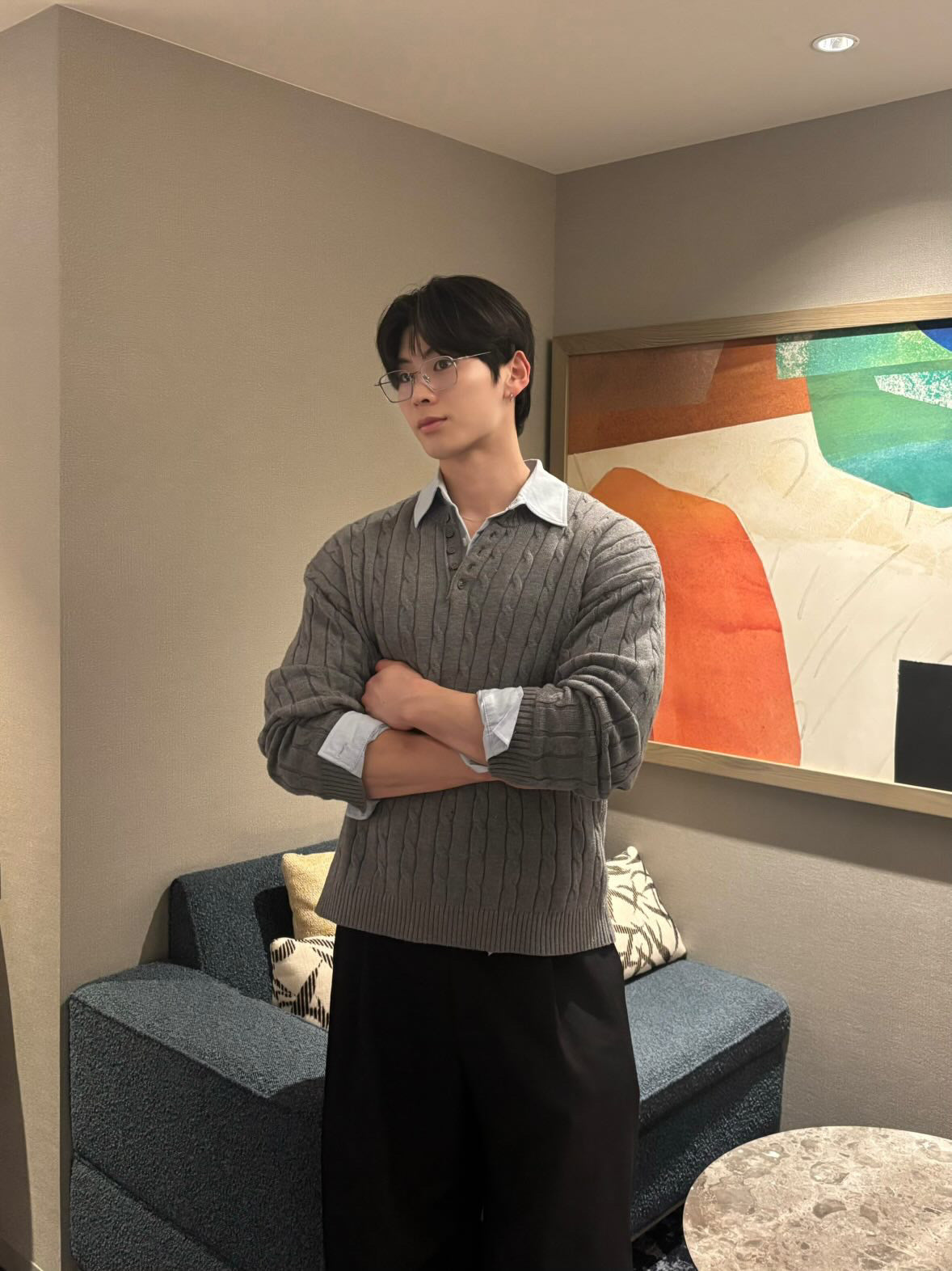 Henley Neck Knit Sweater