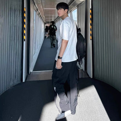 Striped Wide-Legged Casual Pants