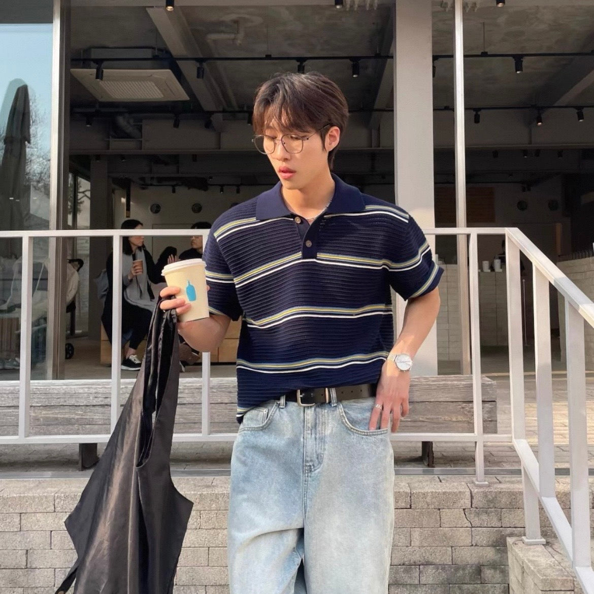 Loose-Fit Color-Block Polo Shirt