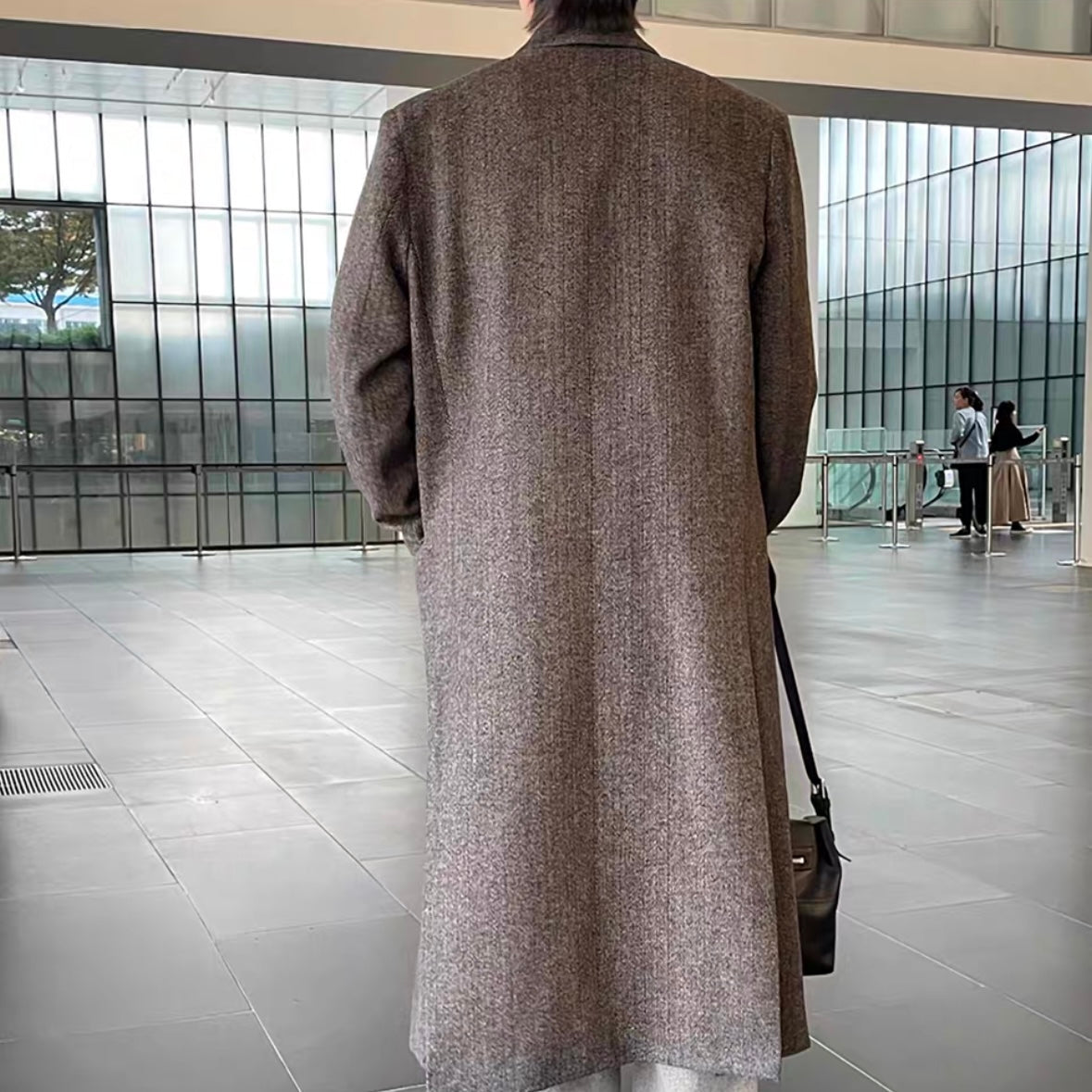 Double-breasted tweed coat