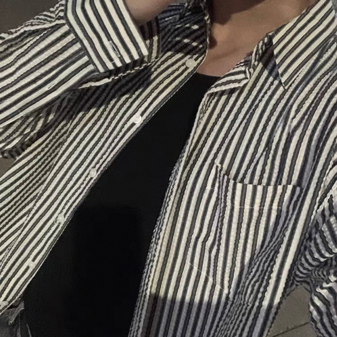 Oversized Striped Shirt Jacket