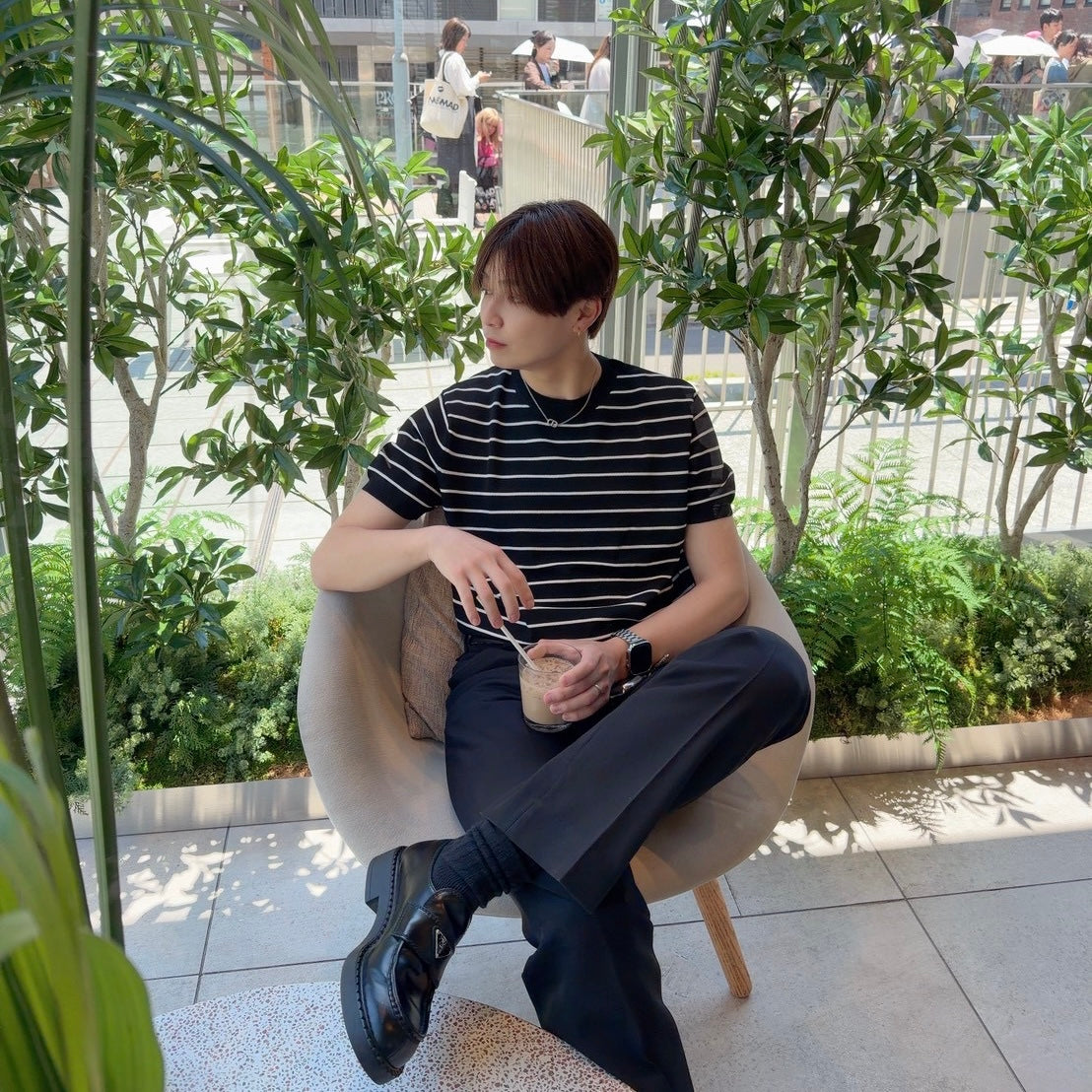 Loose Fit Black Striped Tee
