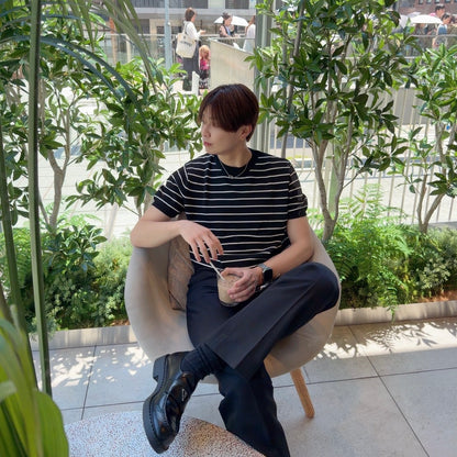 Loose Fit Black Striped Tee